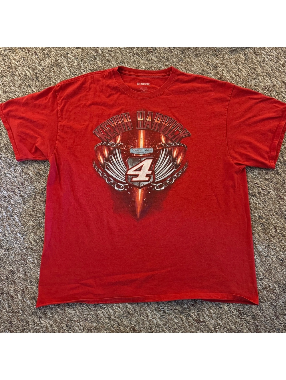 Kevin Harvick NASCAR #4 Exhaust Graphic T-Shirt Size XXL 2XL Red